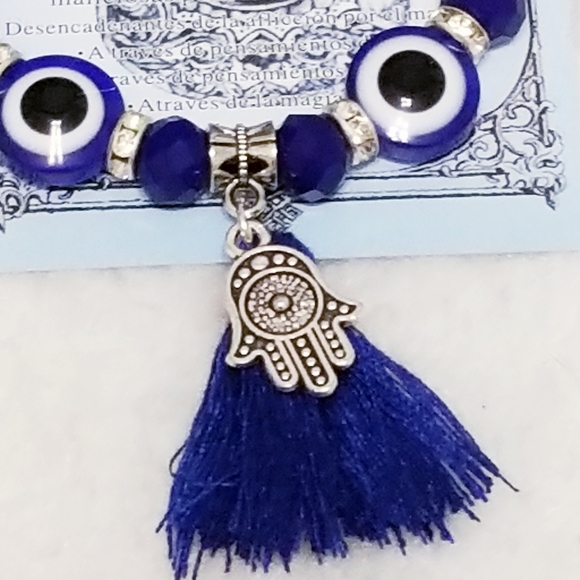 Host Pick 🎉 Hamsa Hand Evil Eye Blue Tassel Protection Bracelet New - Picture 2 of 6